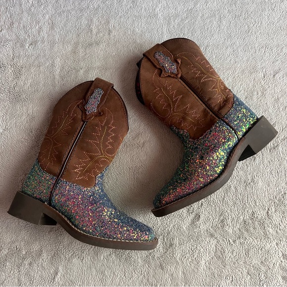 Smoky Mountain Boots Other - Smoky Mountain Girls Crazy Horse Mermaid Glitter Leather Square Toe Cowboy Boot